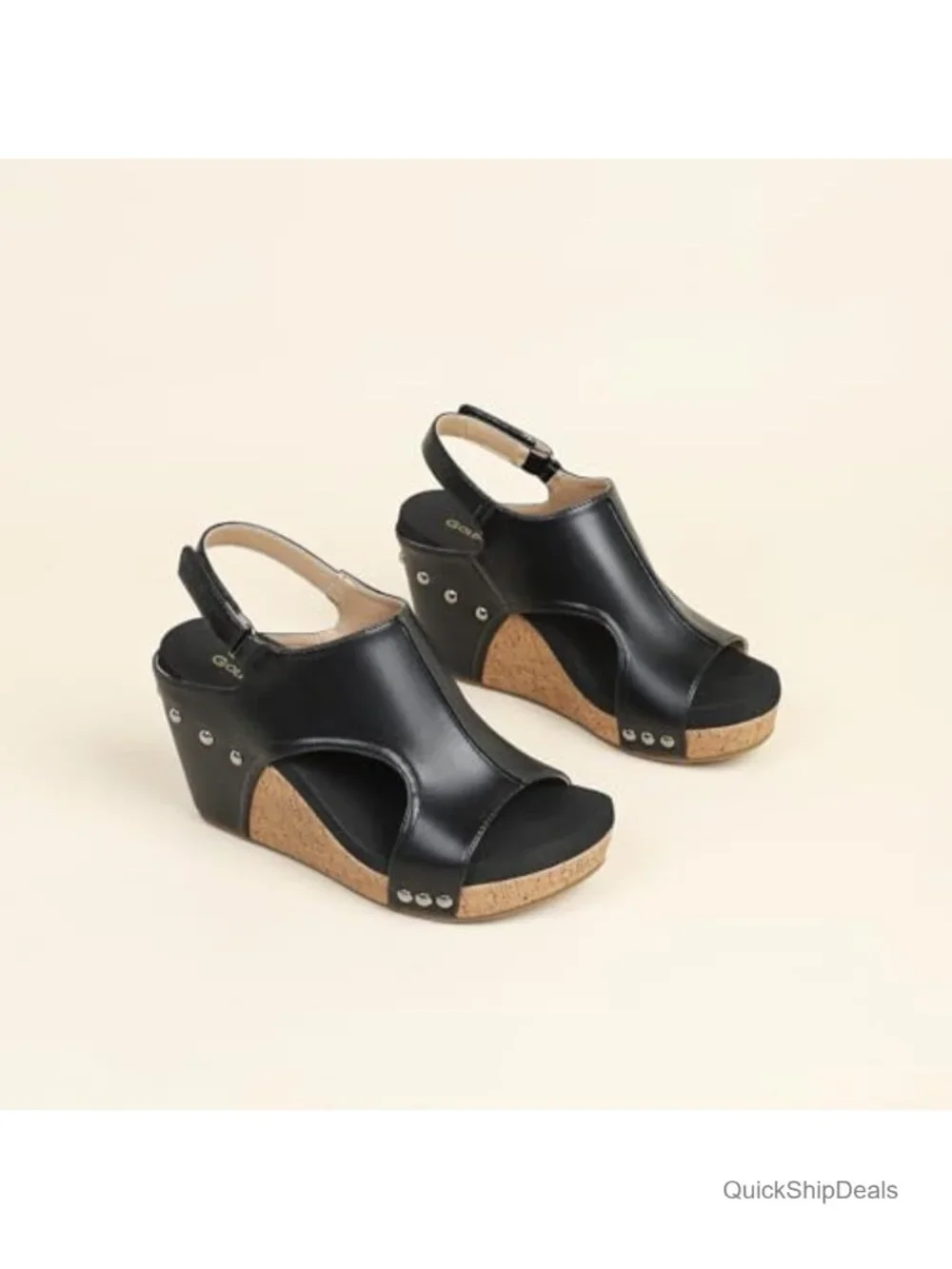 Women's Platform Wedge Sandals, Comfortable Peep Toe Cork Shoes, Lightweight